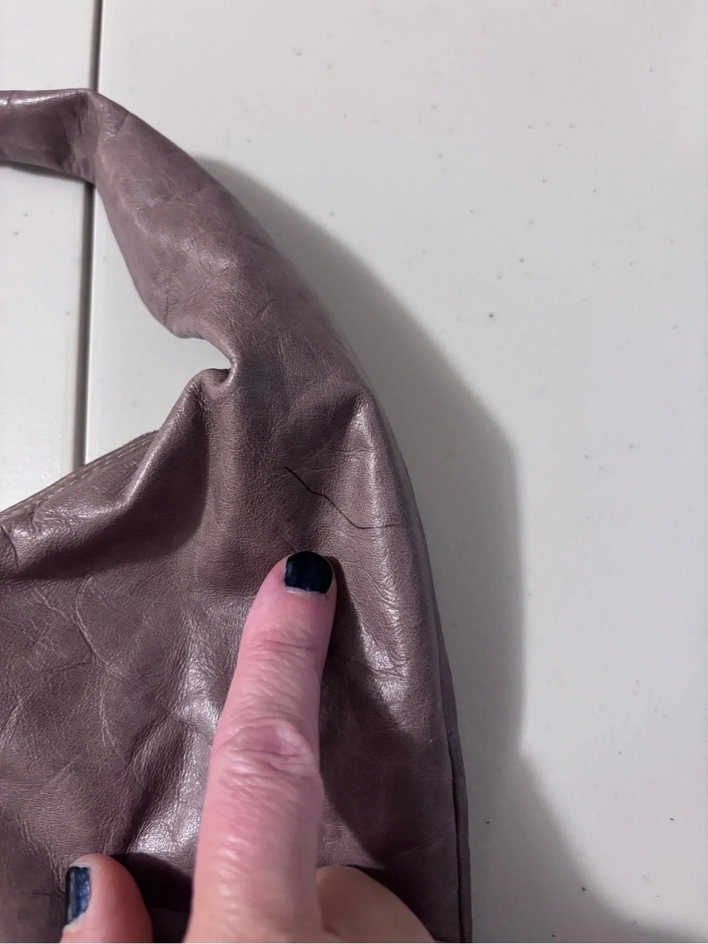 M0851 Crescent Shoulder Bag Knot Strap Tan Brown Soft Leather Hobo Minimalist